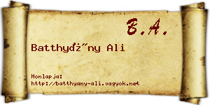 Batthyány Ali névjegykártya
